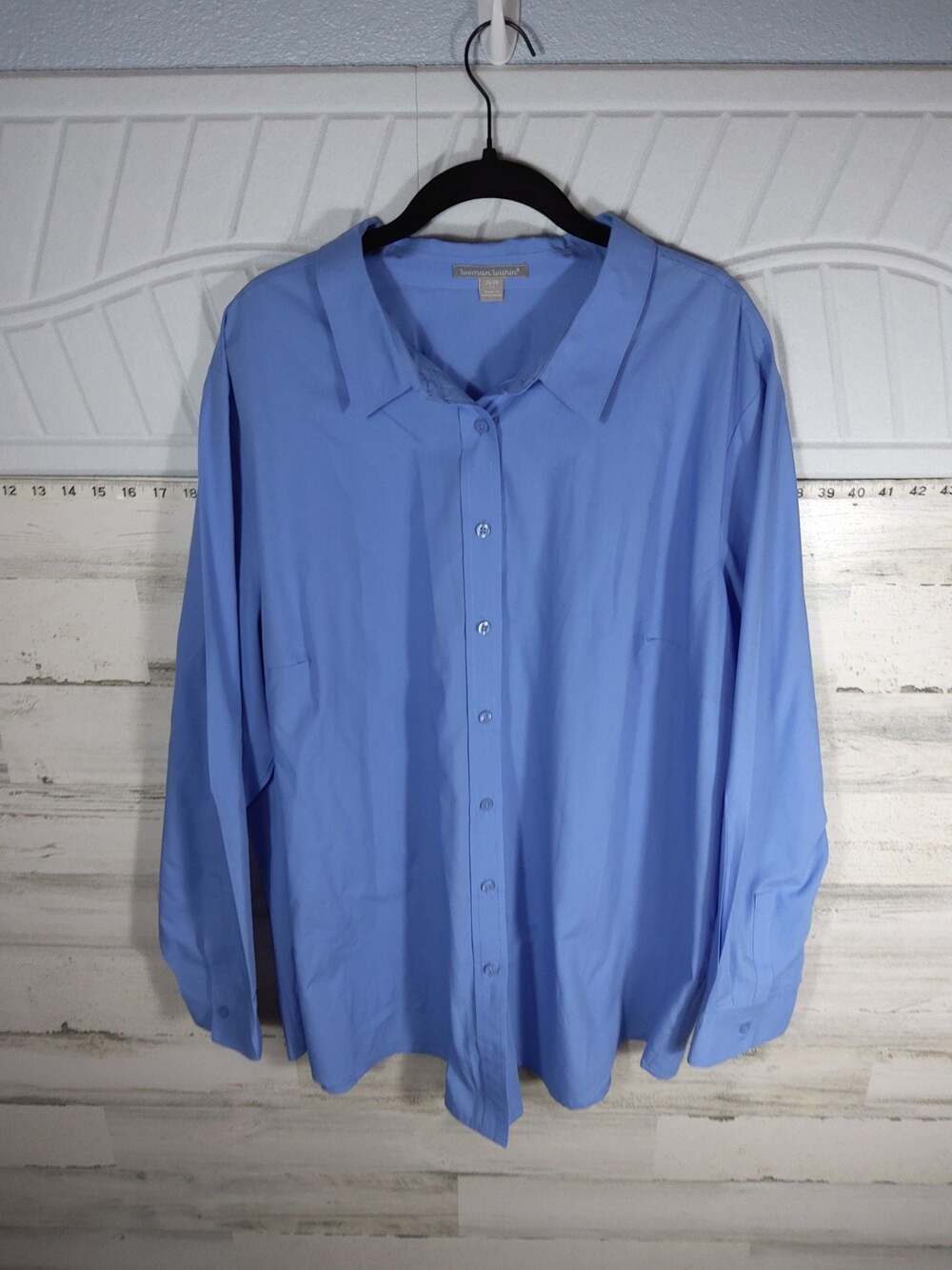 Woman Within Women's Long Sleeve Button-Down Shirt